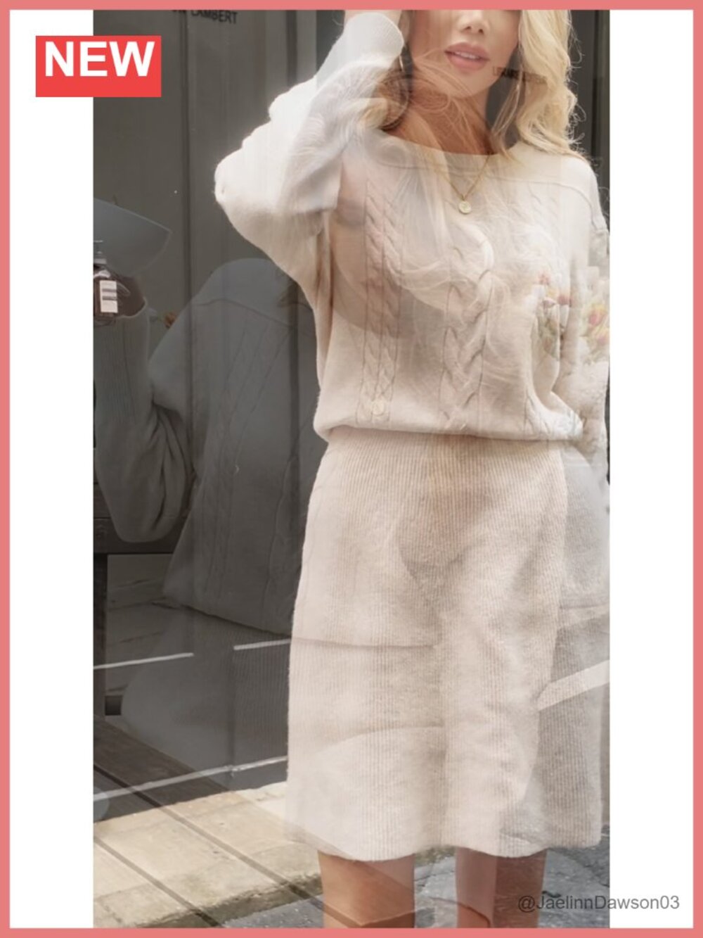 Puff Long Sleeve Sweater Dress Cable Knit A-Line Mini Fall Dress - Picture 5 of 6